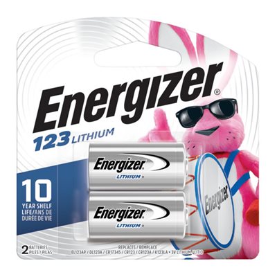 Energizer Lithium CR123A Card of 2